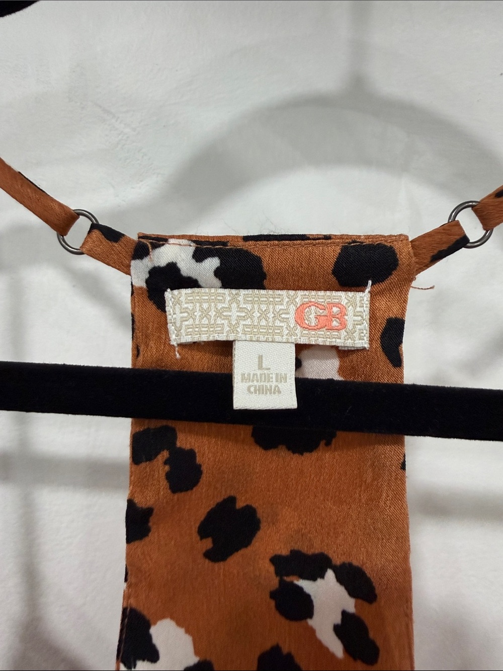 Gianni Bini Leopard Print Cami Tank Top - Rust Brown, Black & White - Picture 3 of 3